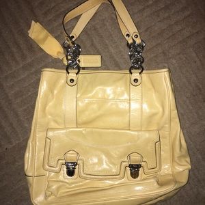 Coach Tan Yellow Leather Tote